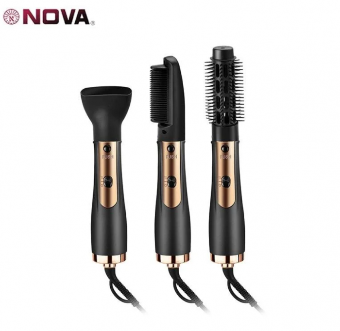 Perie electrica 3 in 1 Hot 3000W, Uscare, Ondulare, Indreptare si Coafat Parul, Negru [1]