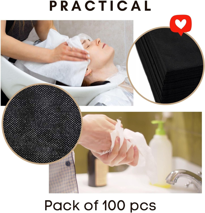 Prosop perforat pentru coafor negru 70x50 cm 50 bucăți [3]