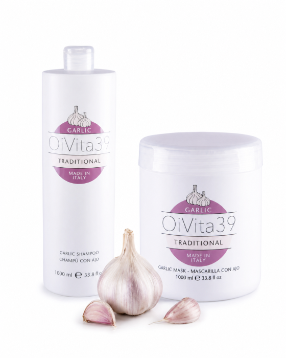 Șampon și mască regenerantă cu usturoi OiVita39 pentru păr tratat chimic 1000 ml [2]