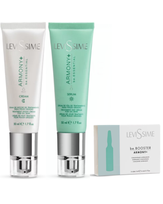 Ser de zi pentru tratament ten gras 50ML + Cremă de noapte pentru tratament ten gras 50ML + Concentrat astringent, be.Booster Armony+ 6x3ML [1]