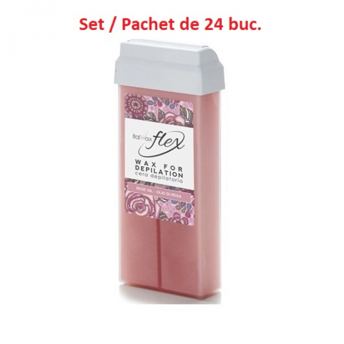 Set 24 Buc. Ceara de unica folosinta ulei de roze ItalWax Flex Rosa 100ml [1]