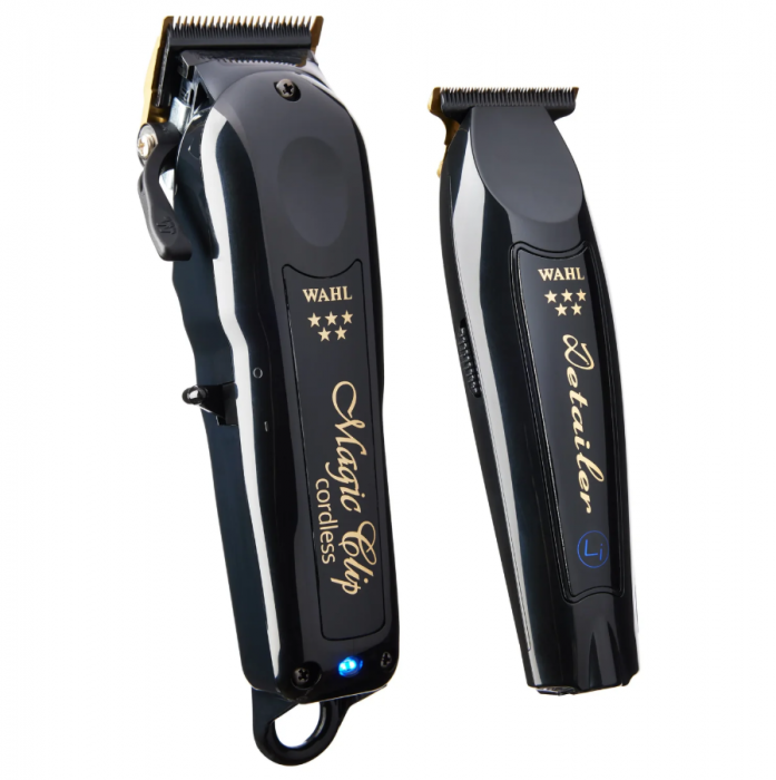 Set Barber Combo Wahl Mașină De Tuns Profesională Magic Clip Cordless + Mașină De Contur Detailer Li Negru [1]