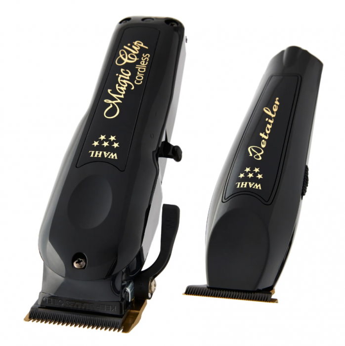 Set Barber Combo Wahl Mașină De Tuns Profesională Magic Clip Cordless + Mașină De Contur Detailer Li Negru [2]