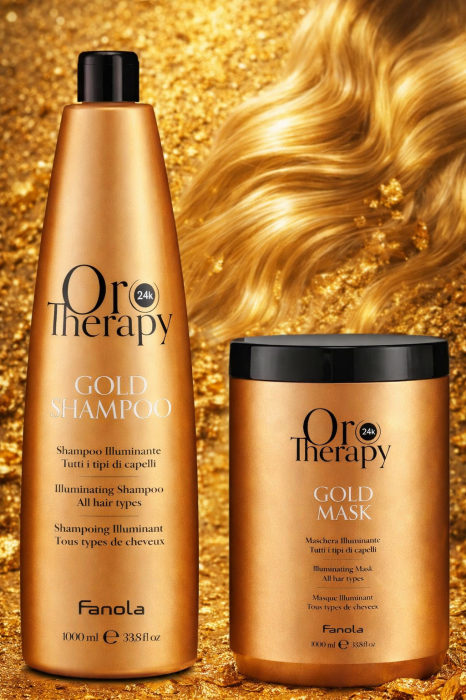 SET Oro Therapy – Șampon iluminant 1000 ml + Mască iluminantă cu trandafir, aur 24K și protecție UV 1000 ml [4]