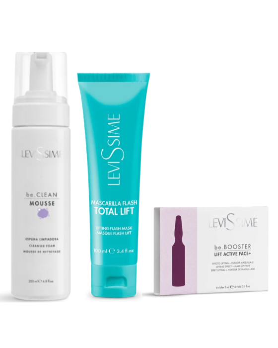 SPUMĂ DE CURĂȚARE, be.CLEAN MOUSSE 200ML + Fiole de ridicare + Fixator, Lift Active Face + 6x3ML +  Mască facială pentru un efect de lifting imediat 100ml [1]