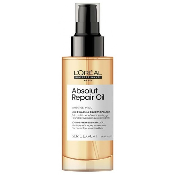 Ulei de par, L’Oreal Professionnel Serie Expert Absolut Repair, multi-beneficii, fara clatire, pentru par uscat si deteriorat, cu ulei de germeni de grau & proteine pentru restructurarea si refacerea  [1]
