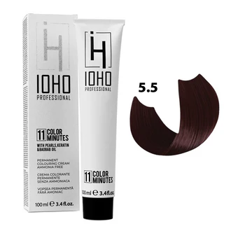 Vopsea de par - Vopsea de păr Ioho Professional 5.5 Castaniu Mahon Deschis fără amoniac – reflexe mahon calde, culoare intensă și acoperire fire albe