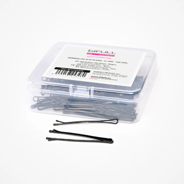 Accesorii - Agrafe de Păr Metalice Negre Drepte Bifull Flat Bobby Pins Black 5.1 cm – Set 150 Buc
