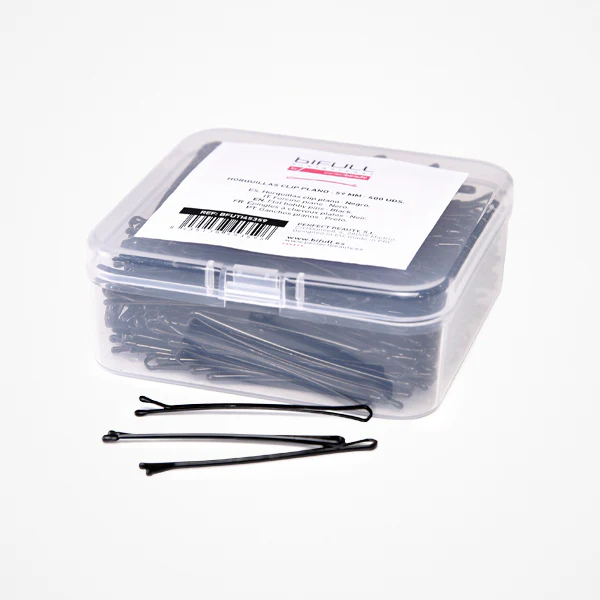 Coafura si Frizerie - Agrafe de Păr Metalice Negre Drepte Bifull Flat Bobby Pins Black 5.9 cm – Set 400 Buc