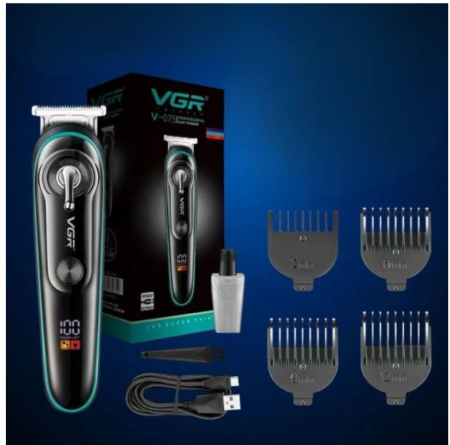 Aparat de tuns parul profesional, display LED baterie, acumulator reincarcabil, 4 marimi, 4 viteze, Negru [4]