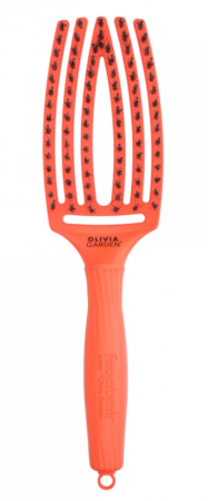 Coafura si Frizerie - Perie De Par Profesionala Pentru Descalcire Cu Peri De Mistret si Nailon Fingerbrush Iconic Boar&Nylon Orange Dream  - Olivia Garden
