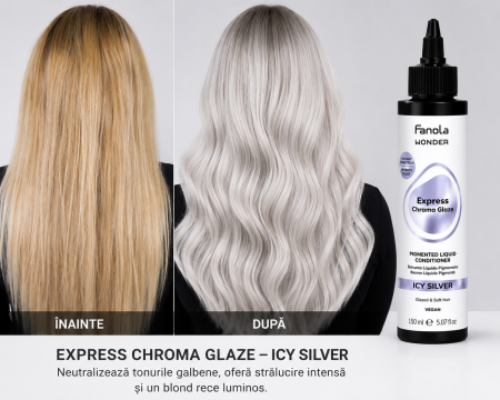 Balsam Nuanțator Blond Gheață Fanola Express Wonder Chroma Glaze Icy Silver 150ml – Neutralizare Tonuri Galbene [1]