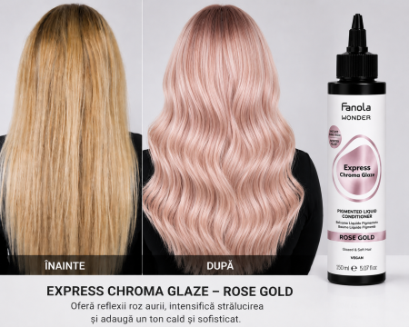 Balsam Nuanțator Luminos Rose Gold Fanola Express Wonder Chroma Glaze 150ml – Efect Gloss și Reflexii Roz Auriu [1]