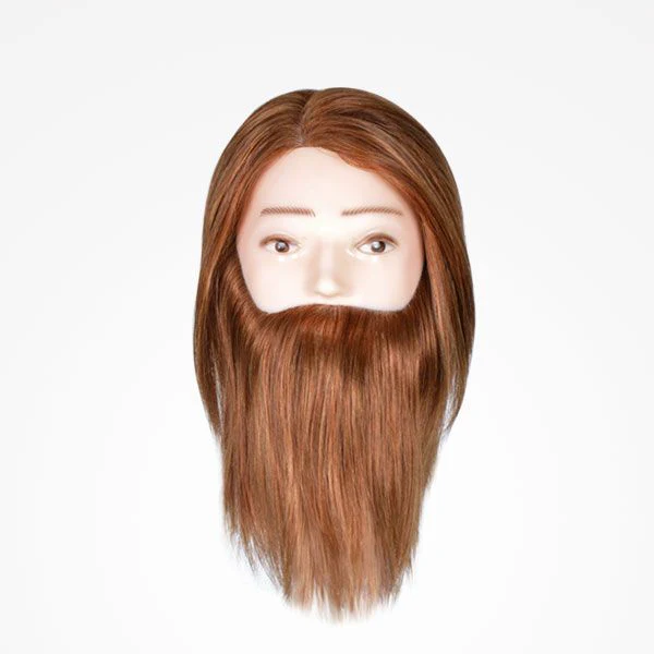 Coafura si Frizerie - Cap și Barbă Practică Manechin Bărbat Bifull Bearded Man Light Brown 18 cm cu Păr 100% Natural și Suport