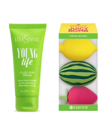 Make up - Cremă antioxidantă pentru pielea tinerilor + Set bureti machiaj cu forme fructate JUICY BOMB PARTY Essence