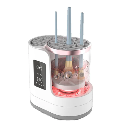 Accesorii - Dispozitiv portabil Vivimall pentru curățarea și uscarea pensulelor de machiaj alb