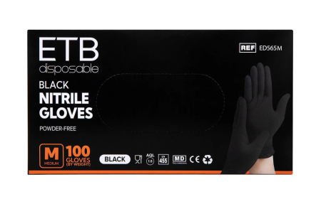 Coafura si Frizerie - ETB Disposable mănuși nitril negre M set 100 buc salonexpert.ro