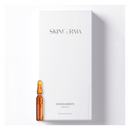 Tratamente - Fiolă Antiacnee Oligoelements 5 ml x 20 buc Skinderma – tratament profesional purifiant, sebum-reglator și calmant pentru tenul acneic