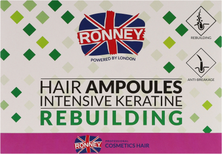 Coafura si Frizerie - Fiole cu Keratină Ronney Professional Intensive Keratine Rebuilding 6 x 10 ml pentru Păr Deteriorat