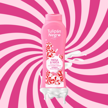 Gel de Duș Tulipán Negro Fresa y Nata 650 ml cu Parfum Dulce de Căpșuni și Frișcă [1]