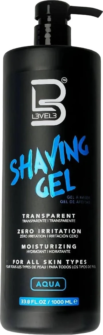 Barber - L3VEL3 Shaving Gel Aqua 1000 ml – Gel Transparent pentru Ras Profesional și Precizie Maximă