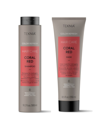 Coafura si Frizerie - Lakme Teknia Refresh Coral Red – Șampon și Mască Nuanțatoare Vegane pentru Păr Roșu și Cupru
