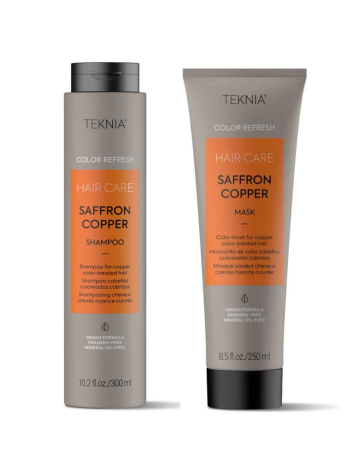 Coafura si Frizerie - Lakme Teknia Refresh Saffron Copper – Șampon și Mască Nuanțatoare Vegane pentru Păr Cupru și Roșcat