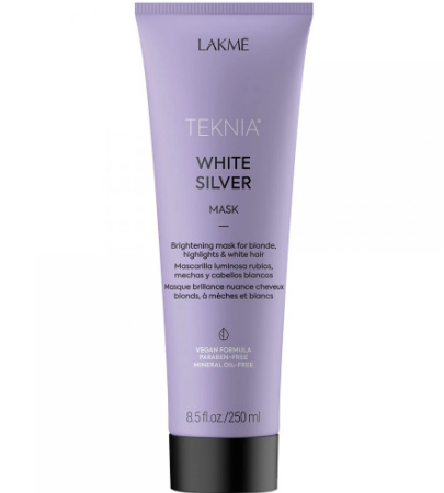Coafura si Frizerie - Lakme Teknia White Silver Mask – Mască nuanțatoare vegană pentru păr blond, gri și decolorat, fără parabeni și uleiuri minerale