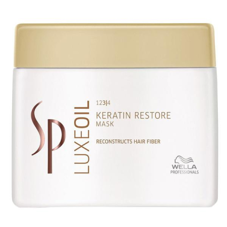 Coafura si Frizerie - Mască Profesională Reparatoare Wella SP LuxeOil Keratin Restore Mask 400 ml cu Ulei de Argan, Jojoba și Migdale