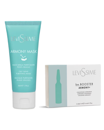 Make up - Mască purificatoare pentru ten gras, Armony Mask 50Ml + Concentrat astringent, be.Booster Armony+ 6x3ML