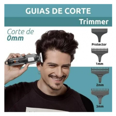 Masina de tuns cu acumulator, reincarcabila, profesionala, afisaj led, 3 marimi, otel, Negru [1]
