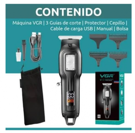 Masina de tuns cu acumulator, reincarcabila, profesionala, afisaj led, 3 marimi, otel, Negru [3]