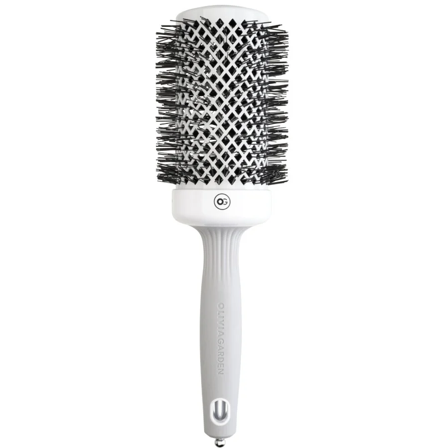 Perie de par - Olivia Garden Expert Blowout Shine White & Gray 55mm – perie profesională pentru îndreptare și volum