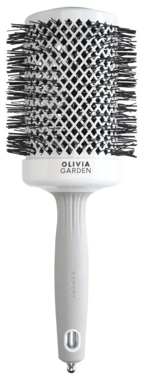 Perie de par - Olivia Garden Expert Blowout Shine White & Gray 65mm – perie profesională pentru îndreptare