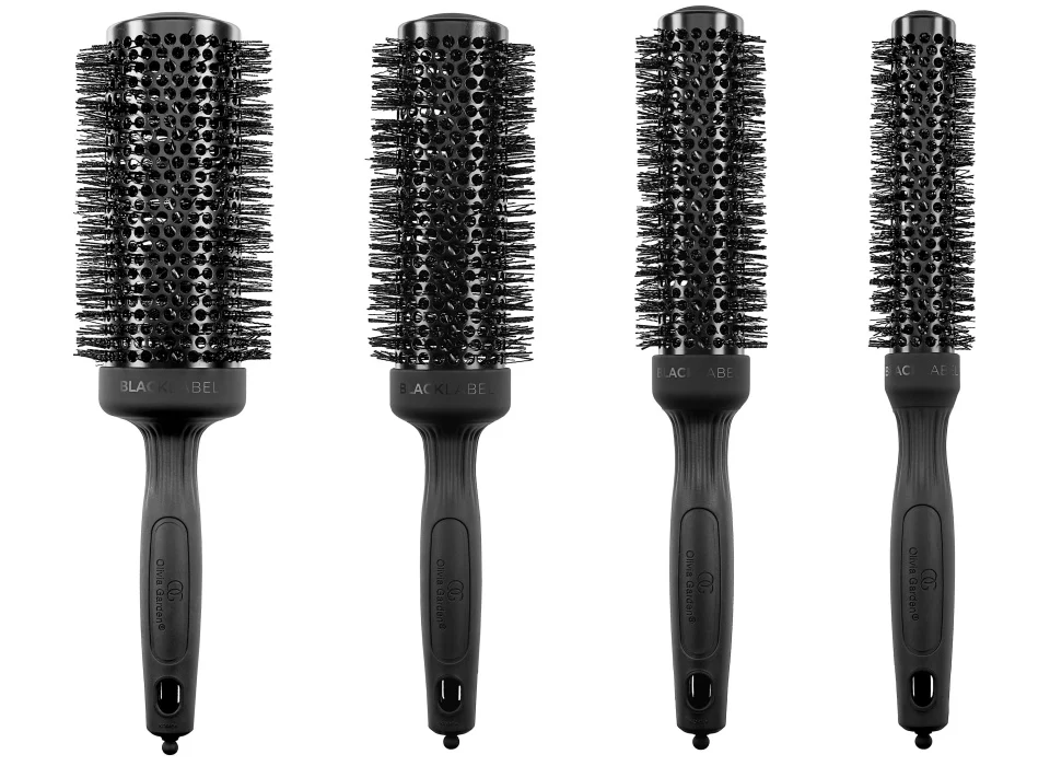 Coafura si Frizerie - Olivia Garden Expert Blowout Speed Black Label XL Kit 4 Perii Termice 25 35 45 55 mm