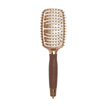 Coafura si Frizerie - Olivia Garden Expert Care Flex Brush Nylon Bristles Gold and Brown