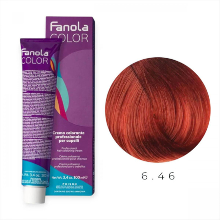 Vopsea de par - vopsea de Par 6.46 Tehnica Permanenta - Fanola Color Cream Blond Cupru Rosu Inchis 100ml