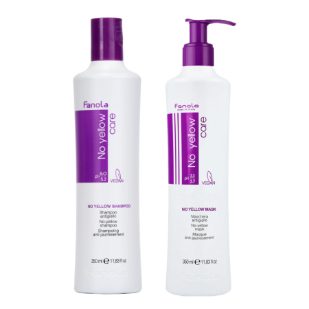 Sampon - Pachet Fanola No Yellow 350ml – Șampon și Mască Anti-Galben pentru păr blond, gri sau decolorat