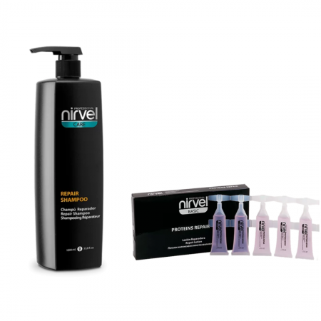 Sampon - Pachet hidratare si reparare intensa, Sampon Repair 1L, Fiole Protein Repair 10x10 ml