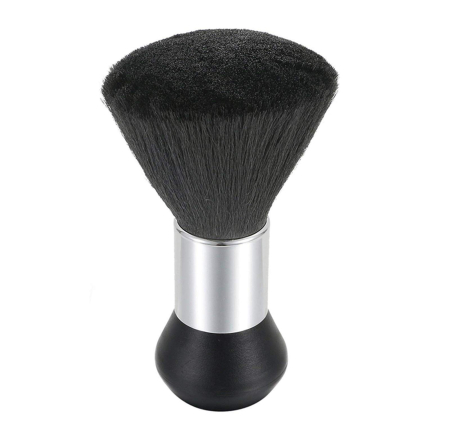 Accesorii - Pamatuf Profesional Frizerie Sela cu Maner cu Bumb Peri Moi Negru Argintiu pentru Indepartarea Parului Tuns