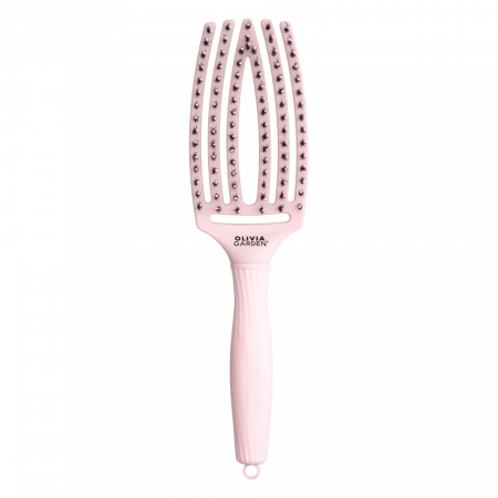 Perie de par - Perie de păr Olivia Garden Finger Brush Medium Combo – Pastel Pink, pentru descurcare delicată