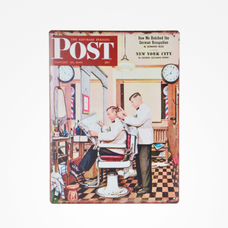 Coafura si Frizerie - Metal Sheet Nº03 Vintage Barber Shop – Panou decorativ metalic retro pentru frizerii profesionale