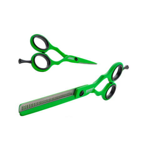 Foarfeca de tuns / filat - Set foarfece tuns filat Kiepe Green Tea otel 420 5.5 inch