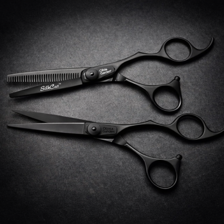Coafura si Frizerie - Set foarfeci profesionale Olivia Garden SilkCut Black tuns si filat