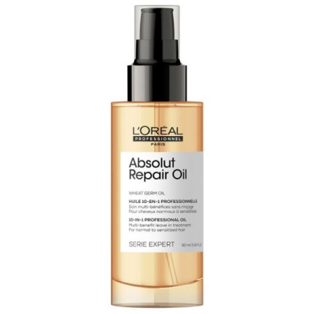 Coafura si Frizerie - Ulei de par, L’Oreal Professionnel Serie Expert Absolut Repair, multi-beneficii, fara clatire, pentru par uscat si deteriorat, cu ulei de germeni de grau & proteine pentru restructurarea si refacerea 