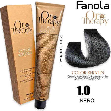 Vopsea de par - Vopsea de păr fără amoniac Oro Therapy Color Keratin Oro Puro 24K 1.0 Negru