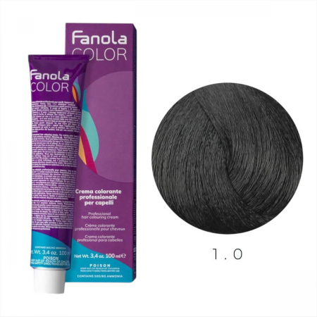 Vopsea de par - Vopsea de Par 1.0 Tehnica Permanenta - Fanola Color Cream Negru 100ml