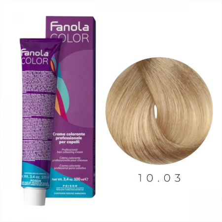 Coafura si Frizerie - Vopsea de Par 10.03 Tehnica Permanenta - Fanola Color Cream Blond Cald Platinat 100ml