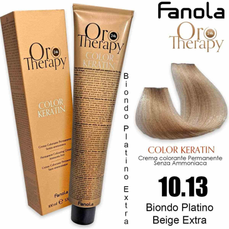 Vopsea de par - Vopsea de Păr 10.13 Blond Platinat Bej Extra Fără Amoniac – Color Keratin Oro Puro 24K Oro Therapy