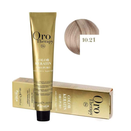 Vopsea de par - Vopsea de păr fără amoniac Oro Therapy Color Keratin Oro Puro 24K 10.21 Blond Violet Cenușiu Platinat